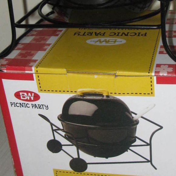 Condiment Bowl 3 Piece 12 oz Bowl Wire Rack and Spoon Black - Picture 3 of 3